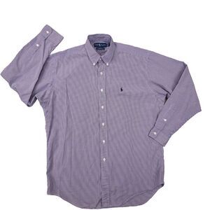 Ralph Lauren Vintage Blake Navy Blue White‎ Check Button Up Shirt size Medium